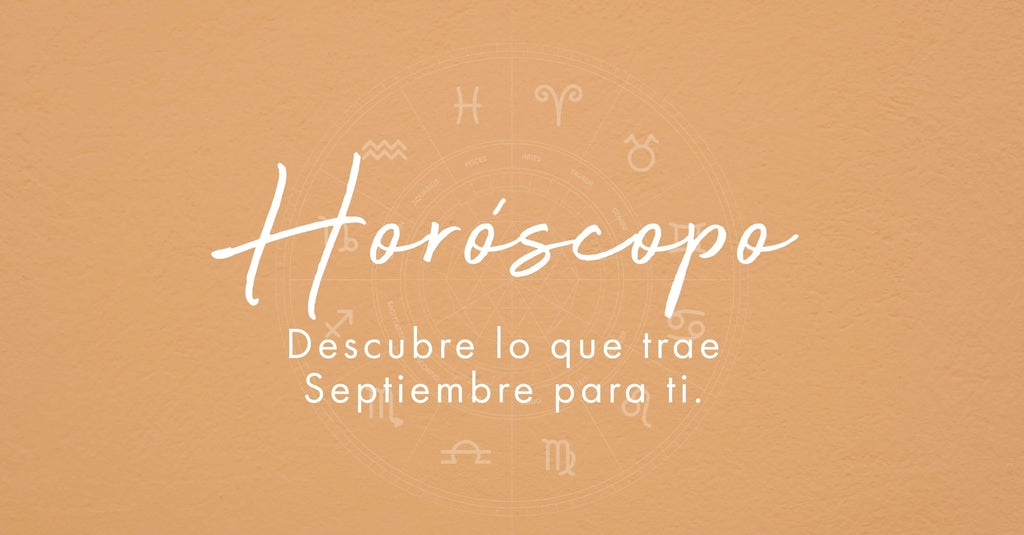 Fondo color arena con texto blanco sobre horóscopo y signos zodiacales sutiles