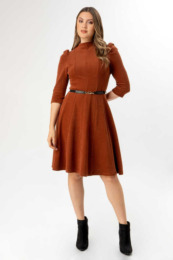 Midi Vestido Manga 3/4 Aina VESTIDOS MOIXX Marron S 