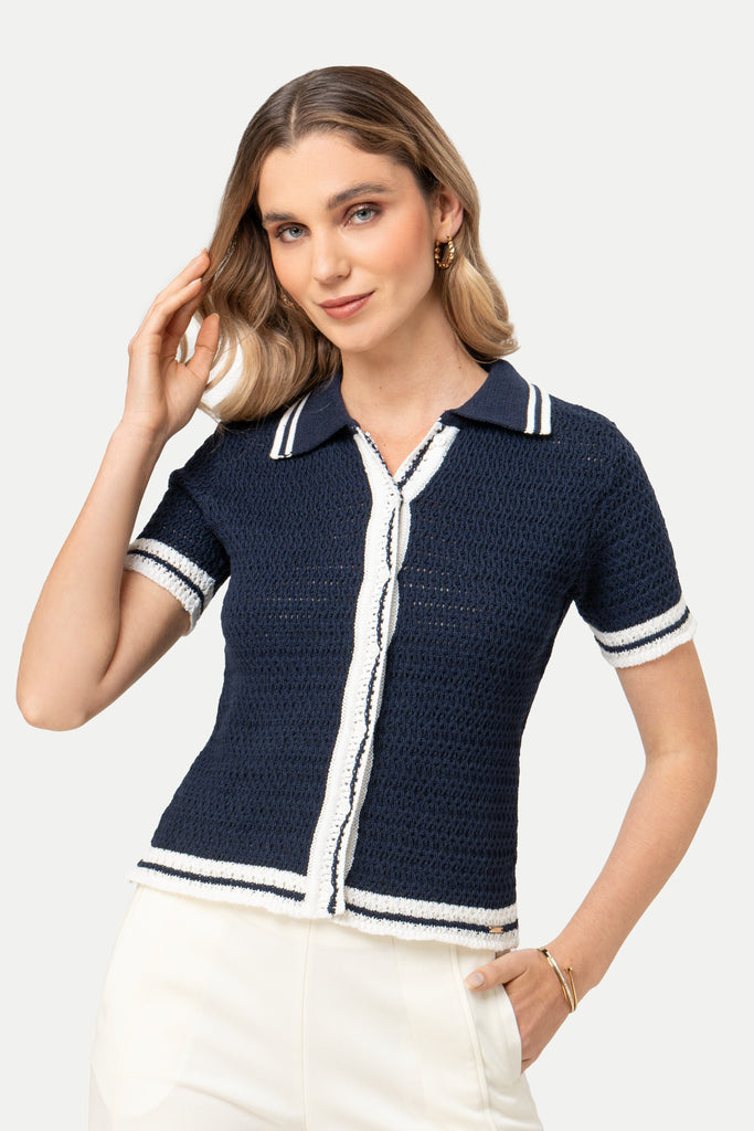 Cardigan Manga Corta Alvina CARDIGANS MOIXX Azul S 